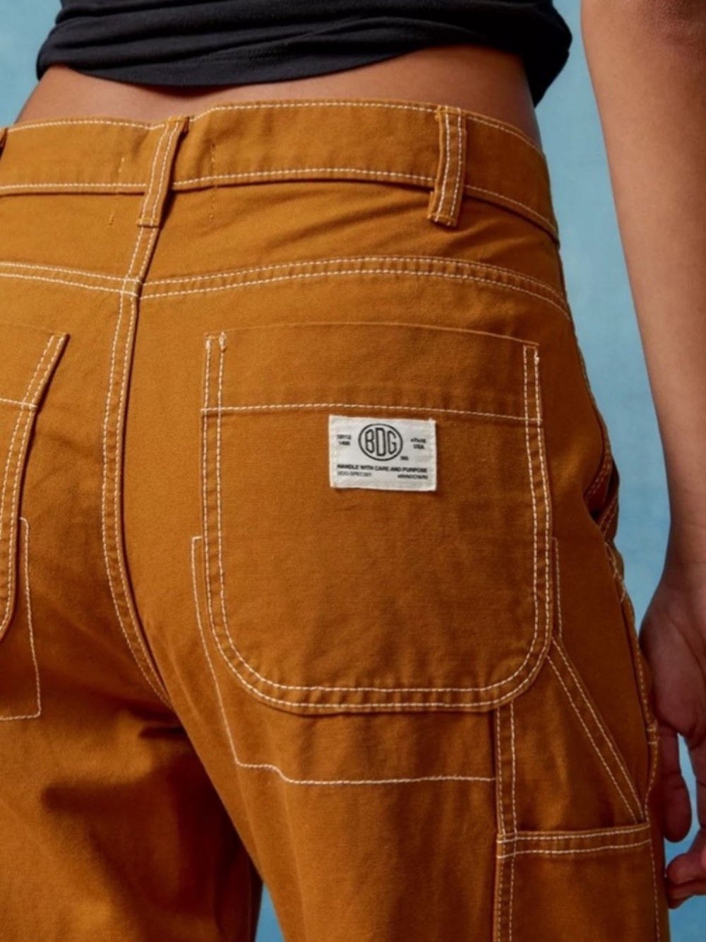 BDG UO Mustard Canvas Carpenter Utility Skater Grunge Pants Y2K Pants Size 27 - Picture 2 of 11
